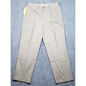 Savane WF Pants Mens 36X29 Brown Performance Chino Straight Fit Pleated New